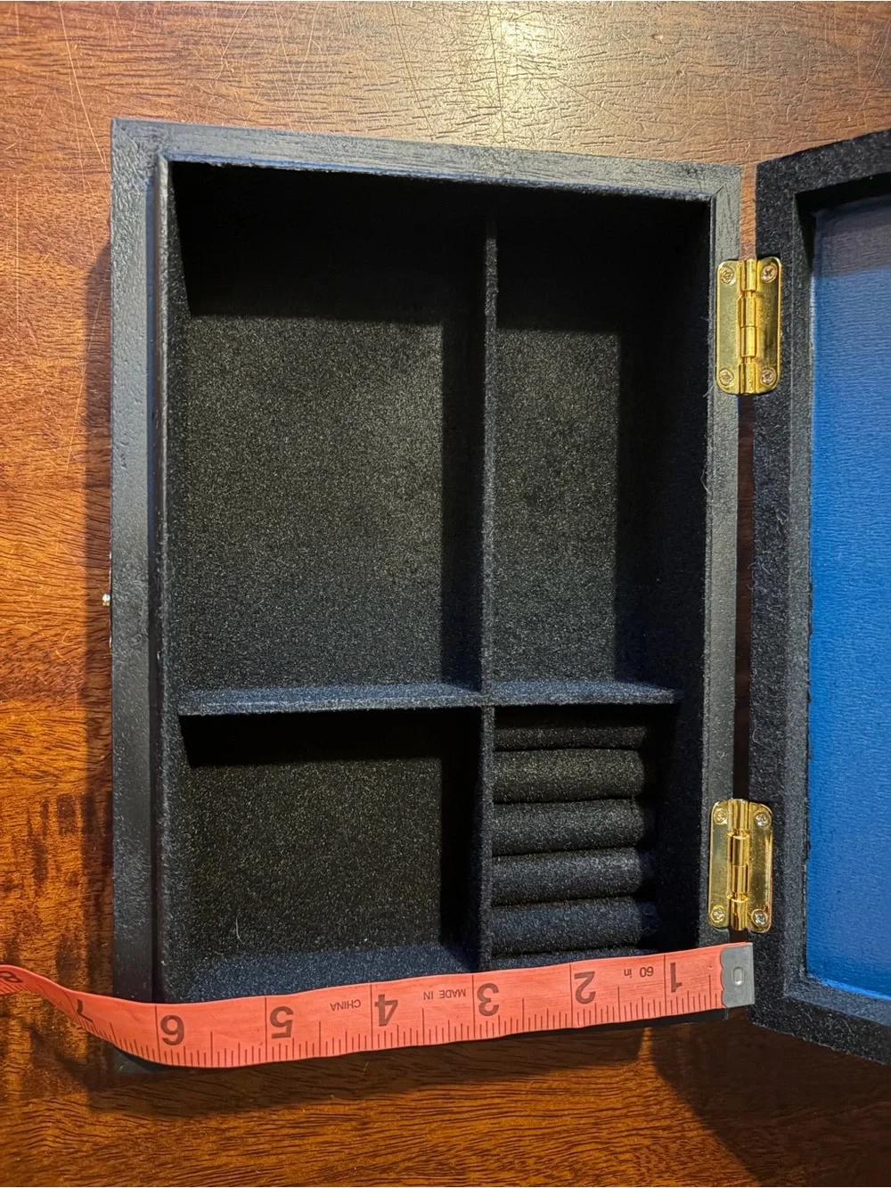 Upcycled Aging Room La Bohème Cigar Box Jewelry Organizer Box, Black Interior